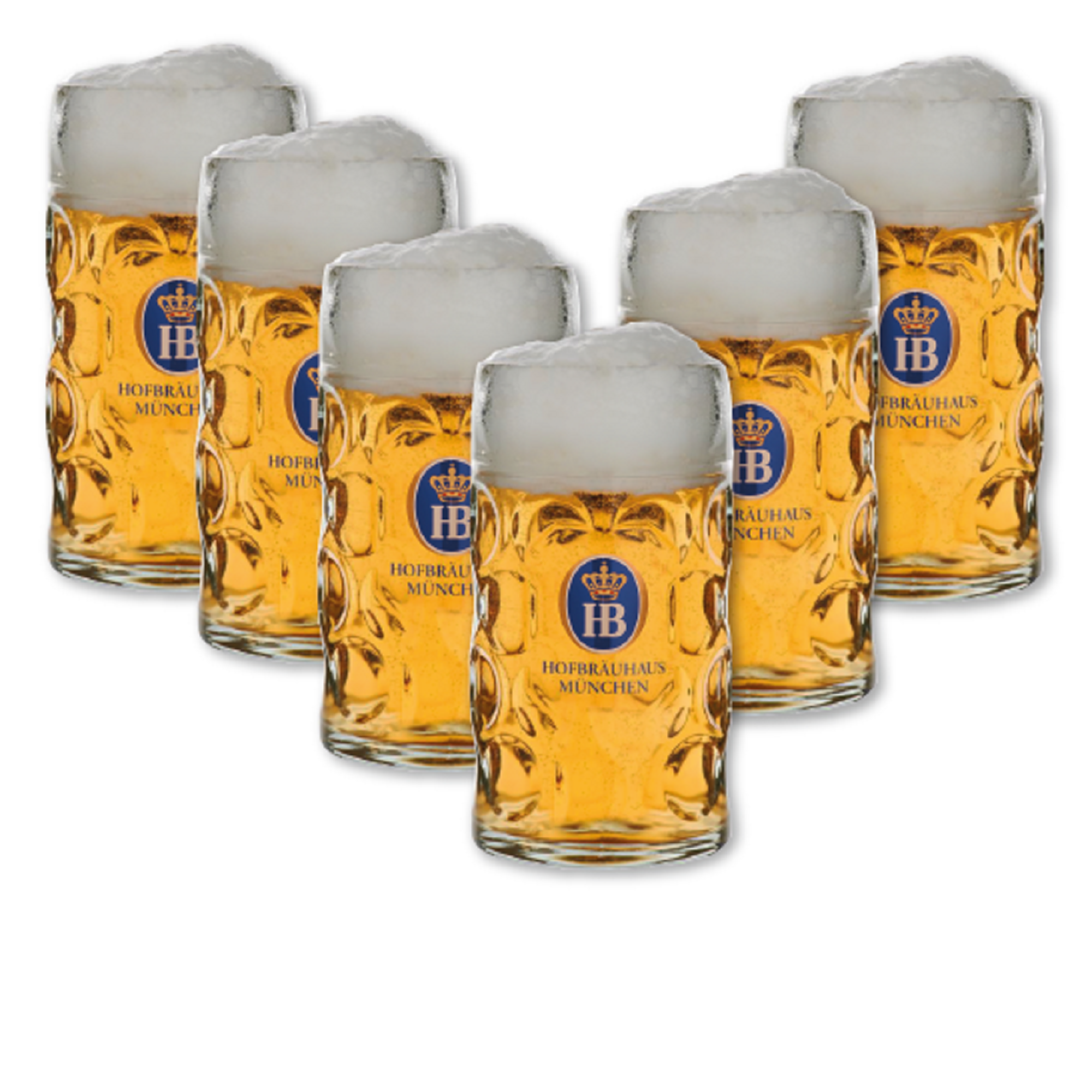 HB Isarseidel 0,5 l – 6er-Set original Hofbräuhaus Glaskrüge, perfekt für gesellige Runden und Biergenuss wie in München