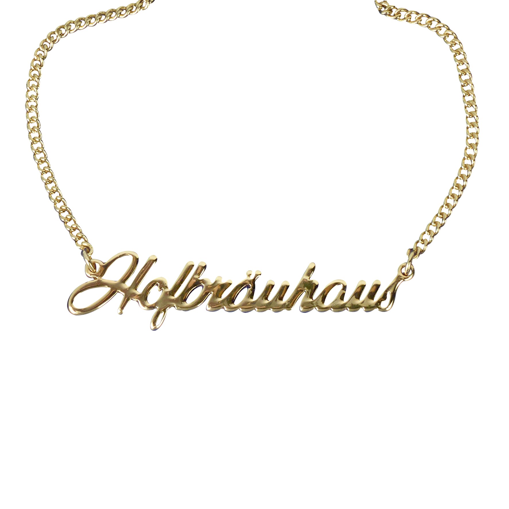 Schriftzug Hofbräuhaus als kette in Gold