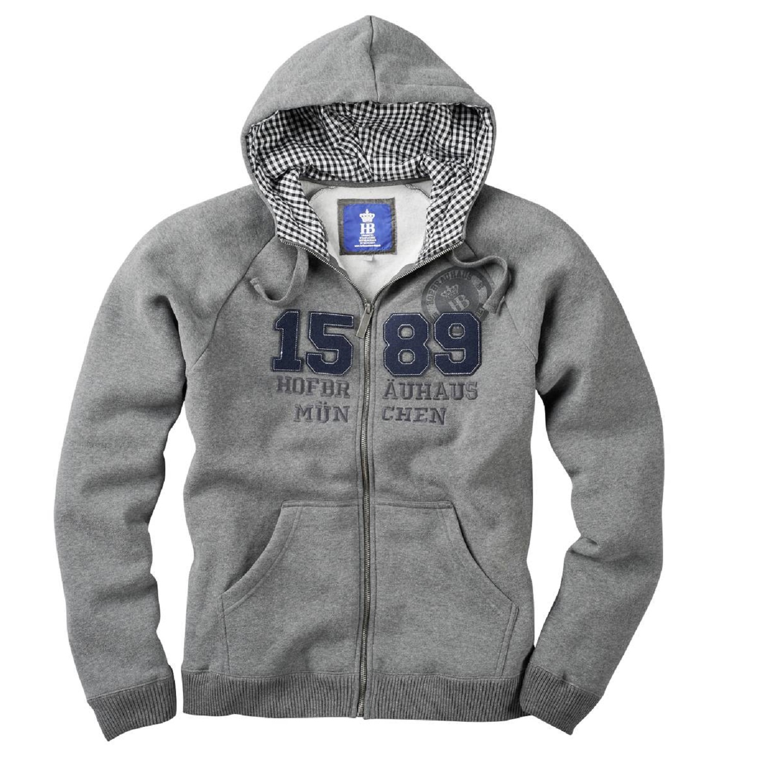 Kapuzenjacke in grau mit 1589 in schwarz