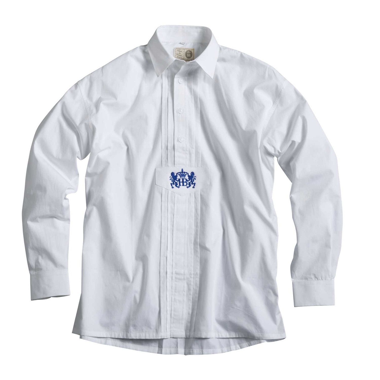 Biesenhemd für Brauherren in weiß mit dunkem HB-Logo-Stick