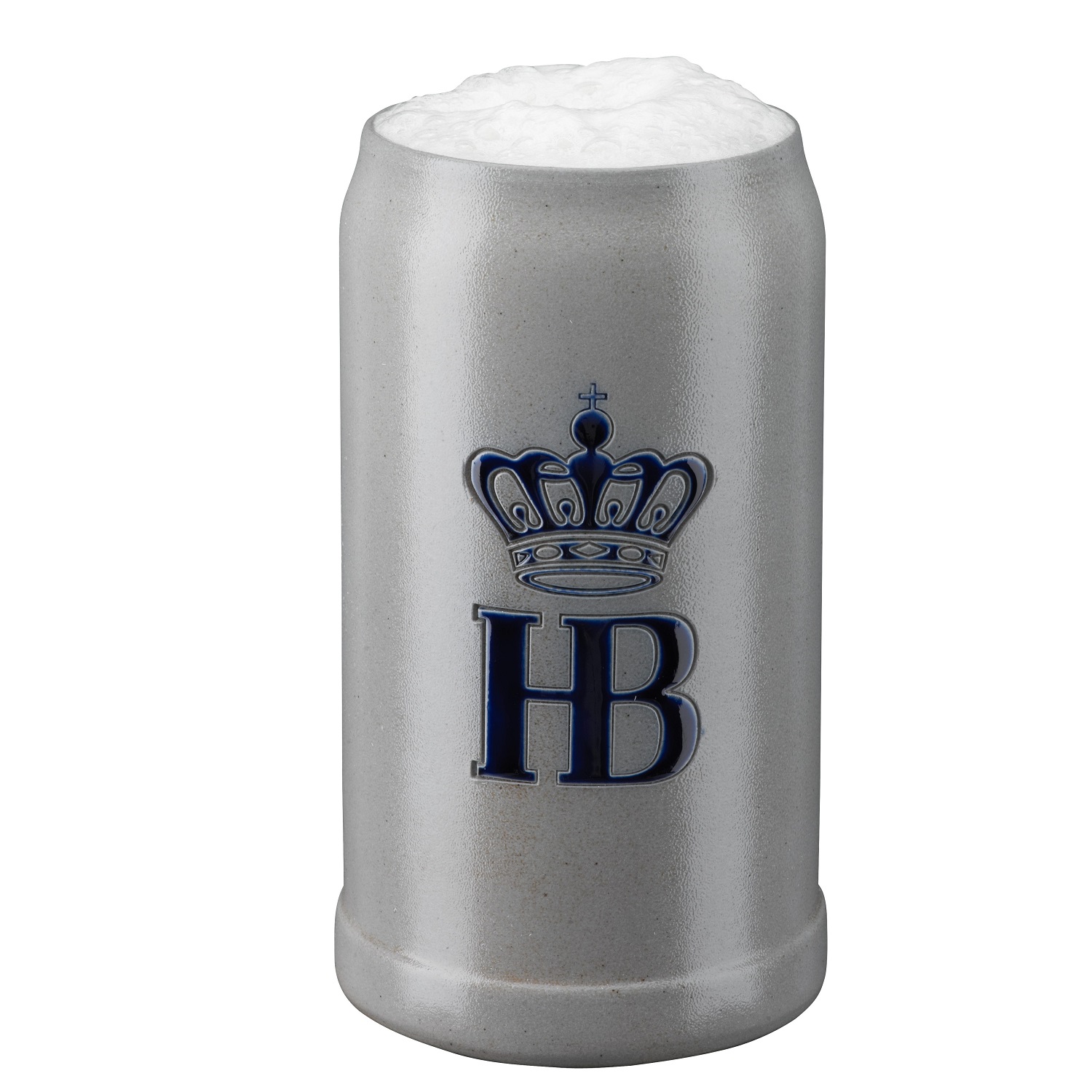 Steinkrug mit Salzglasur, 1 Liter, ohne Zinndeckel und Hofbräuhaus München Logo