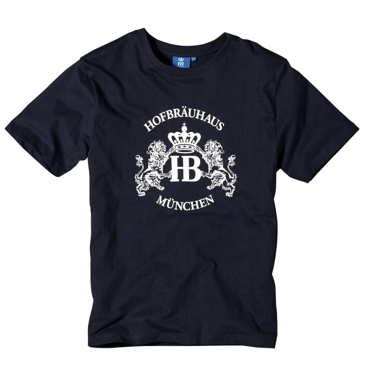 HB Herren Löwen Navy T-Shirt mit Löwen HB Logo und den Schriftzug Hofbräuhaus München in Weiß