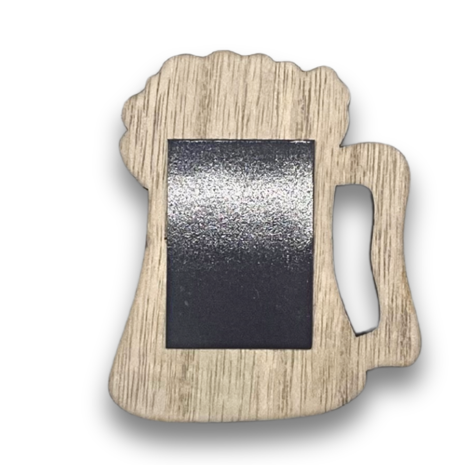 Holzmagnet in Krugform von hinten