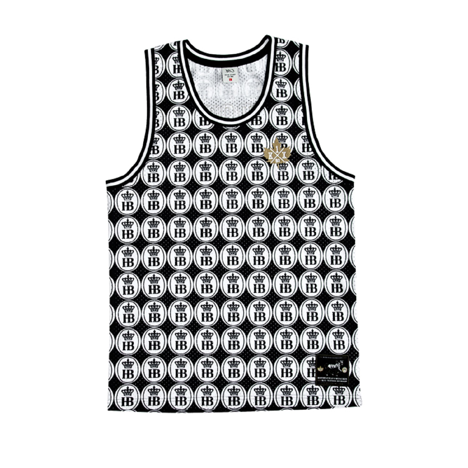 Tanktop, viel HB-Logos auf schwarzem Grund